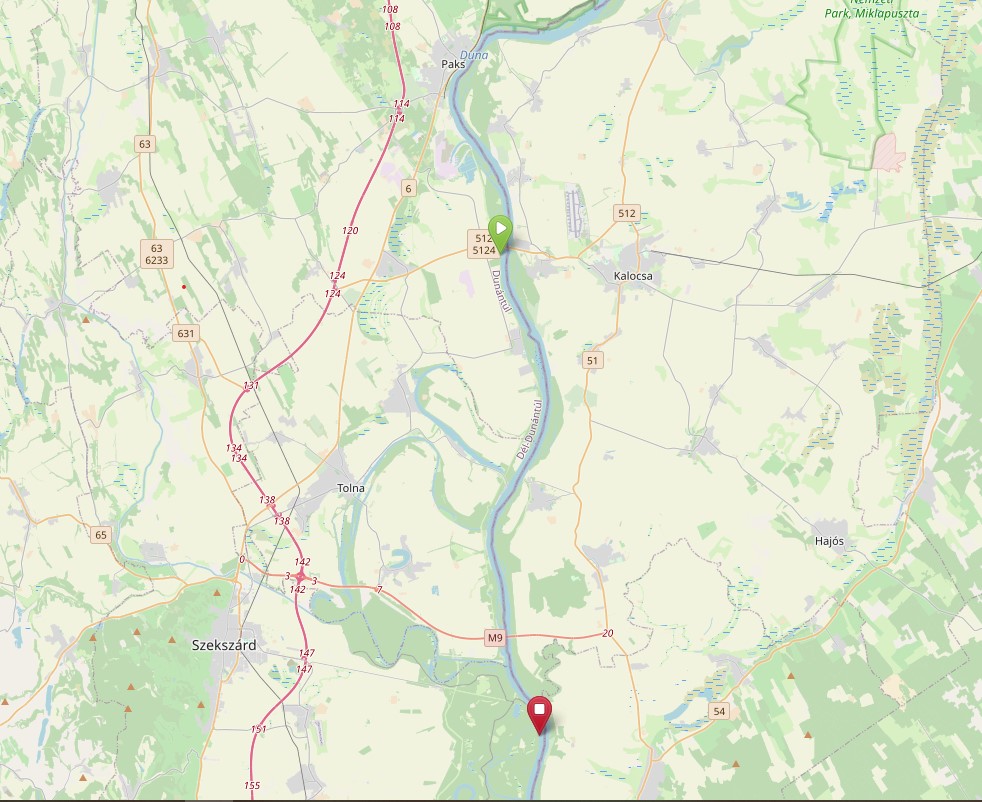 DUNA FOLYÓ 1493-1520 fkm mettől meddig